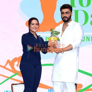 Photos: Arjun Kapoor, Nushrratt Bharuccha attend Amruta Fadnavis' Yoga Day with 1,000 marginalised women